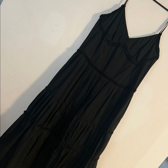 LOFT Black Tiered Maxi Sundress with Spaghetti Straps - Picture 6 of 9